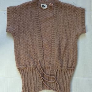 Tami Sleeveless Sweater Womens Sz S Dust Rose Wool Mohair Blend Open Front Tie